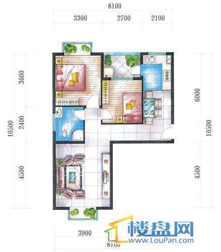 腾龙湾A1-8栋、9栋(D户型)2室2厅1卫1厨