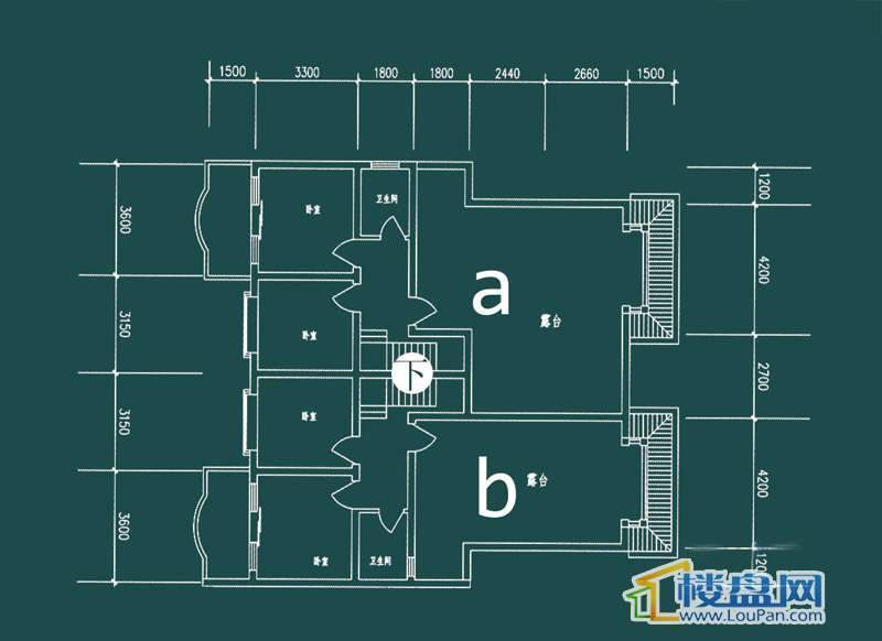 祥和家园三期嘉院D栋一单元A、B户型（跃层）-下层4室2厅2卫1厨