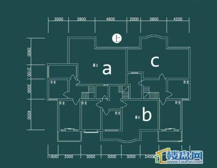 祥和家园三期嘉院E栋四单元A、B、C户型（跃层）-上层4室2厅2卫1厨