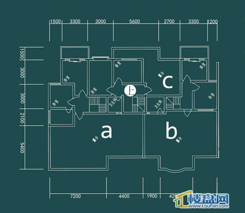 祥和家园三期嘉院E栋一单元A、B、C户型（跃层）-上层4室2厅2卫1厨