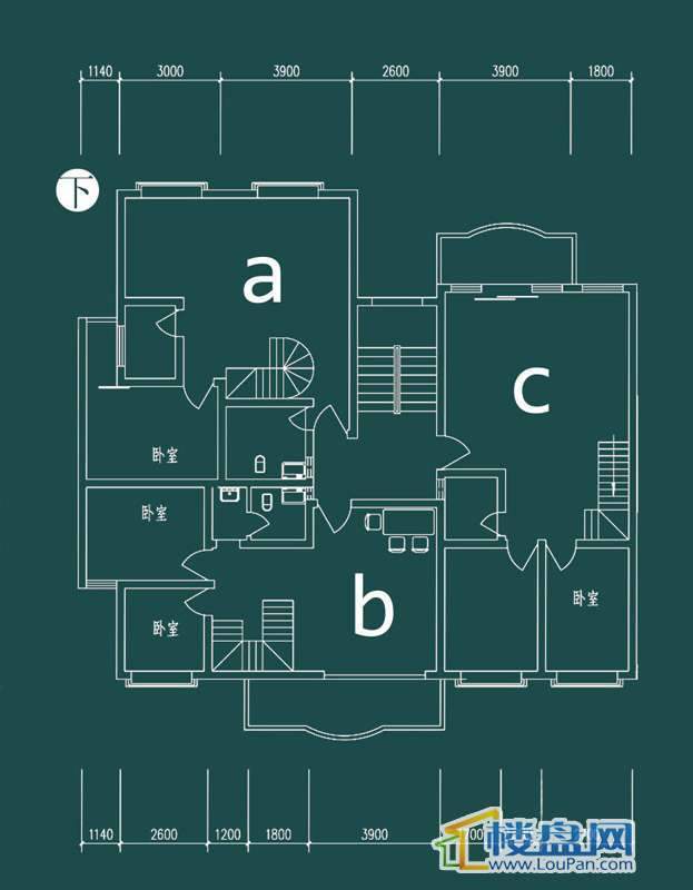 祥和家园三期嘉院F栋二单元A、B、C户型（跃层）-下层3室2厅2卫1厨