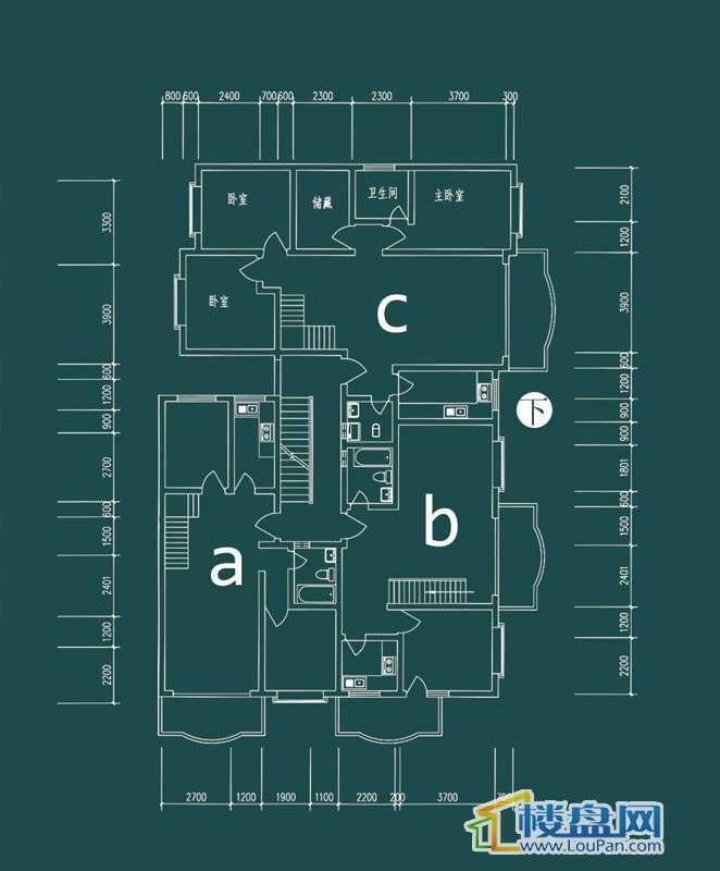 祥和家园三期嘉院F栋三单元A、B、C户型（跃层）-下层6室2厅3卫1厨