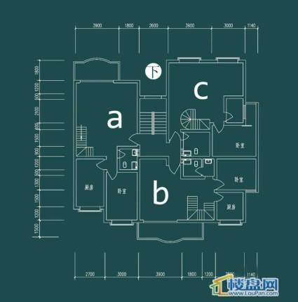 祥和家园三期嘉院F栋一单元A、B、C户型（跃层）-下层4室2厅2卫1厨
