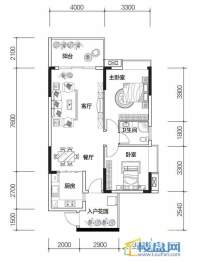 北京路1号2单元2号房户型2室2厅1卫1厨