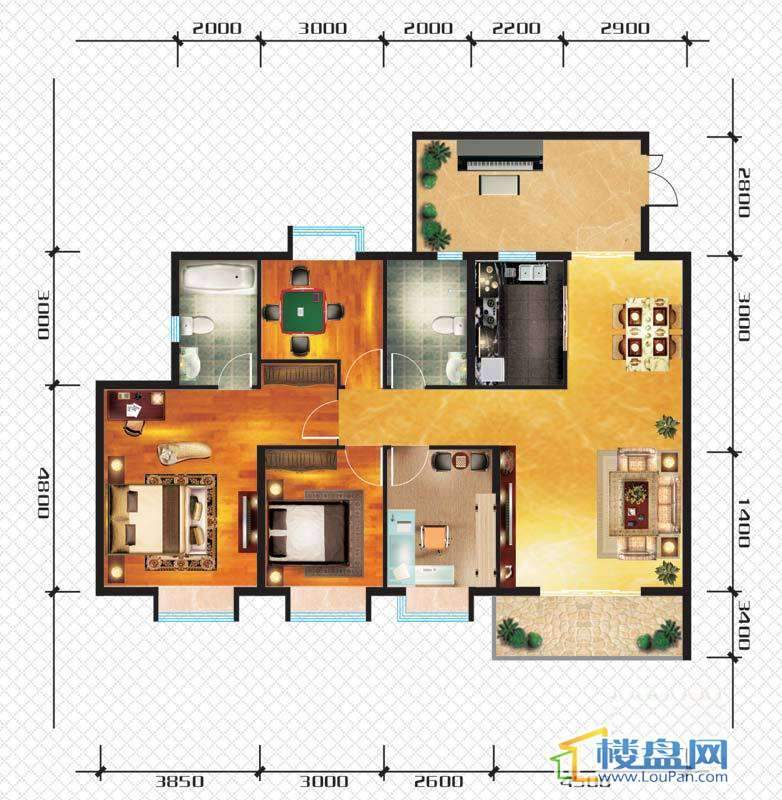 A户型4室2厅2卫1厨