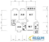 华屹锦城I组团13#楼4单元1号房户型3室2厅2卫1厨