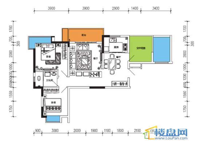 燕山雅筑3号楼2单元2-4户型2室2厅1卫