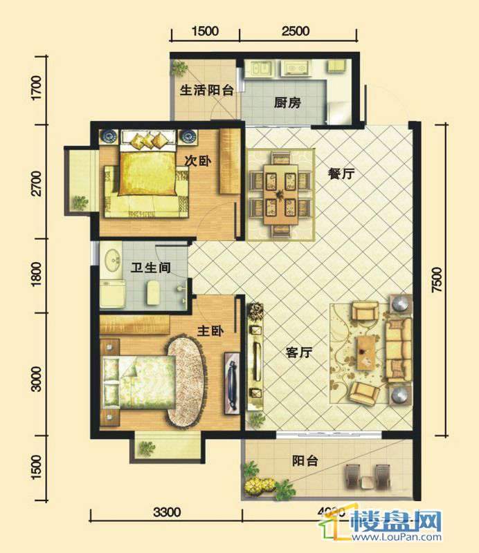 嘉馨苑B32室2厅1卫1厨