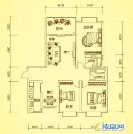 锦绣蓝湾4、8栋户型二3室2厅2卫1厨