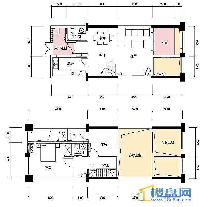 一期高层跃层B2户型图