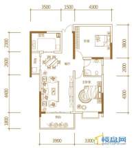 星河国际3号户型2室2厅1卫1厨