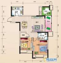 绿地伊顿公馆F3户型2室2厅1卫1厨