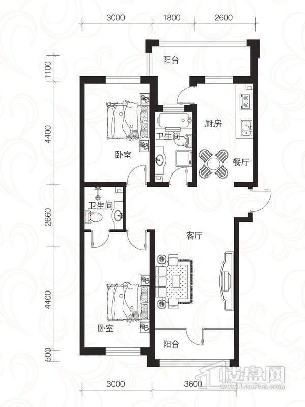 鑫都丽水雅居户型图B6-d户 