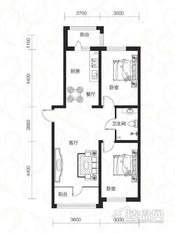 鑫都丽水雅居户型图B6-b户 