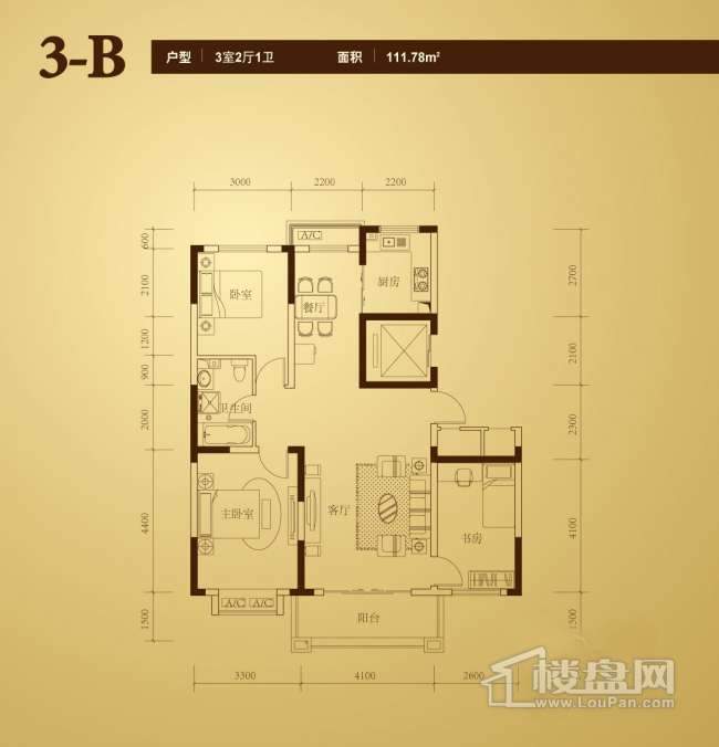 保利花园三室二厅一卫户型图