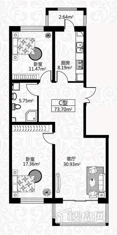 户型图6号楼3单元