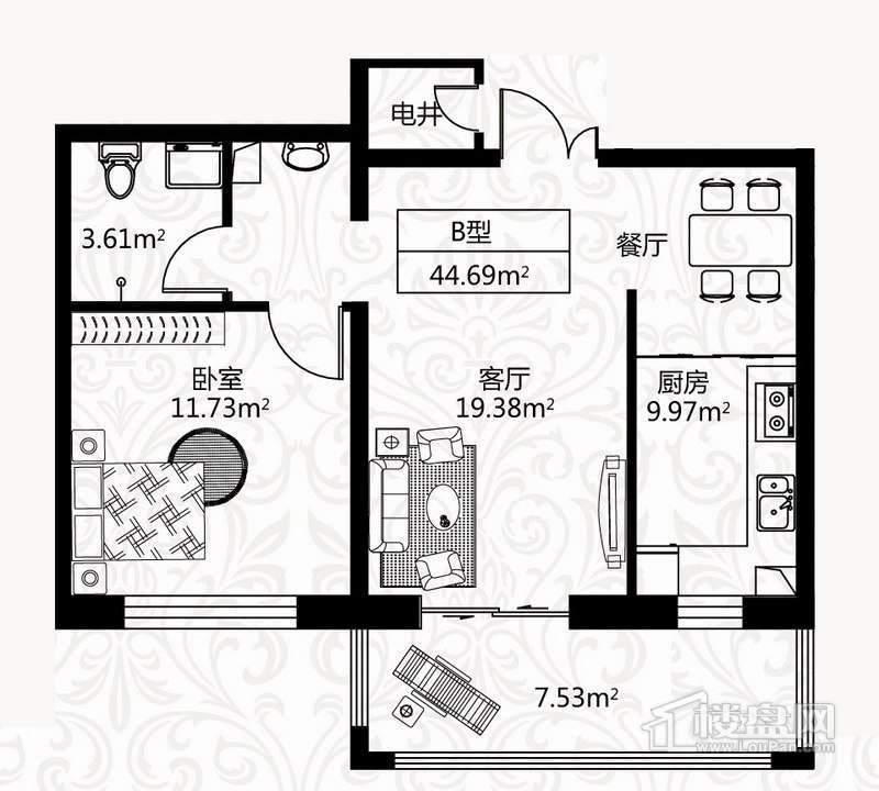 户型图7号楼1单元 