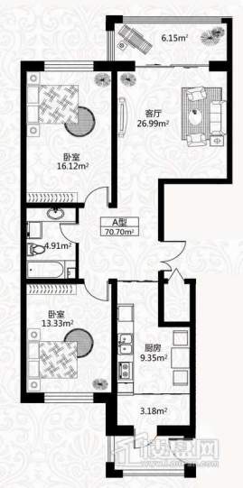 户型图4号楼2单元 