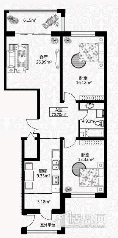 户型图4号楼2单元 