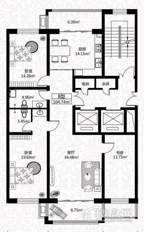 户型图5号楼2单元 