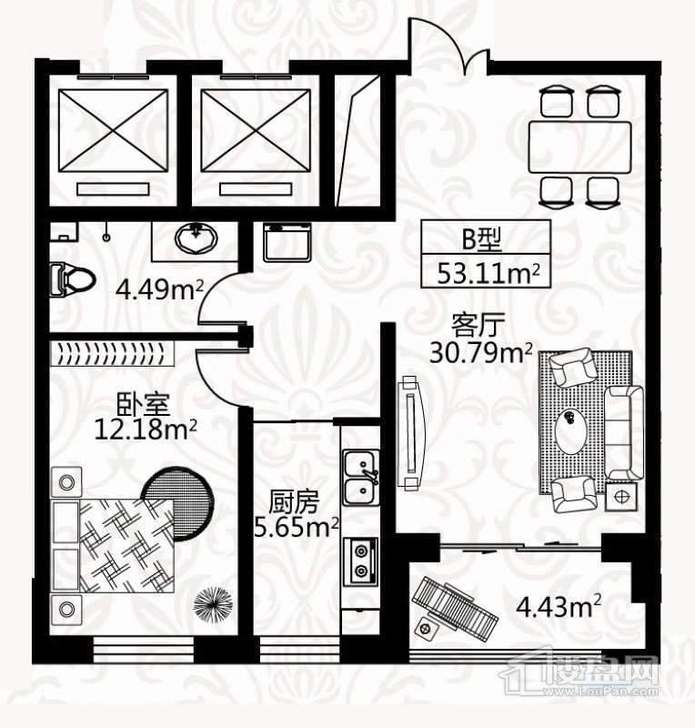 户型图4号楼1单元 