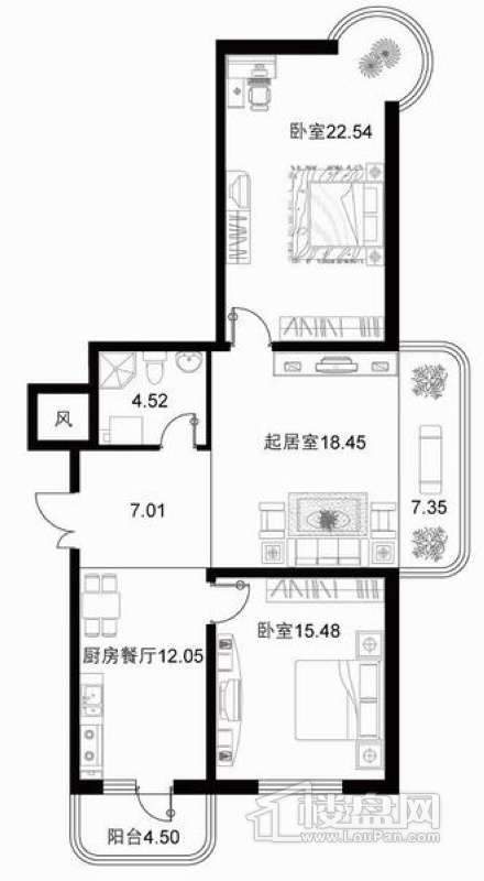 宝融上元府邸户型图高层C户 