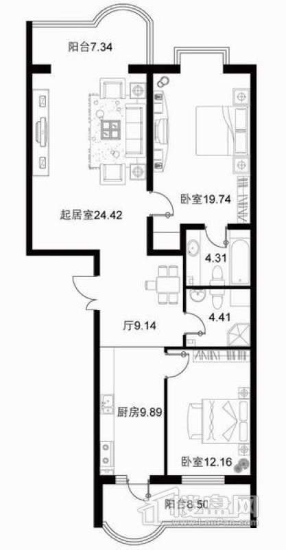 宝融上元府邸户型图高层B户