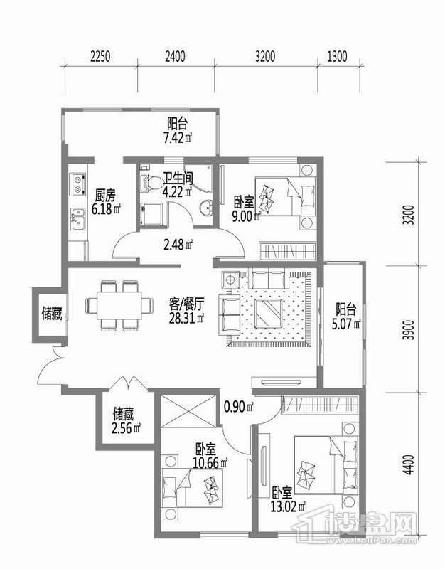 金域蓝城户型图G9户型 