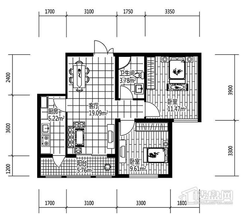 金域蓝城户型图713-722户型