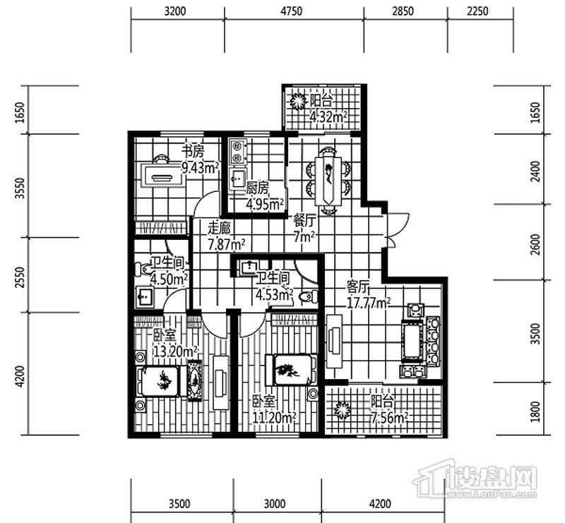 金域蓝城户型图512-521户型 