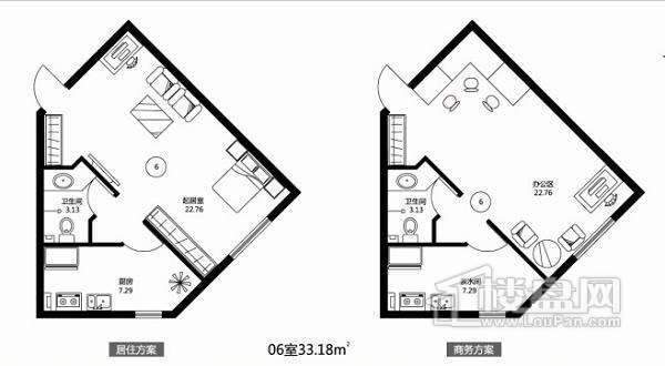 金域蓝城户型图SOHO F户型