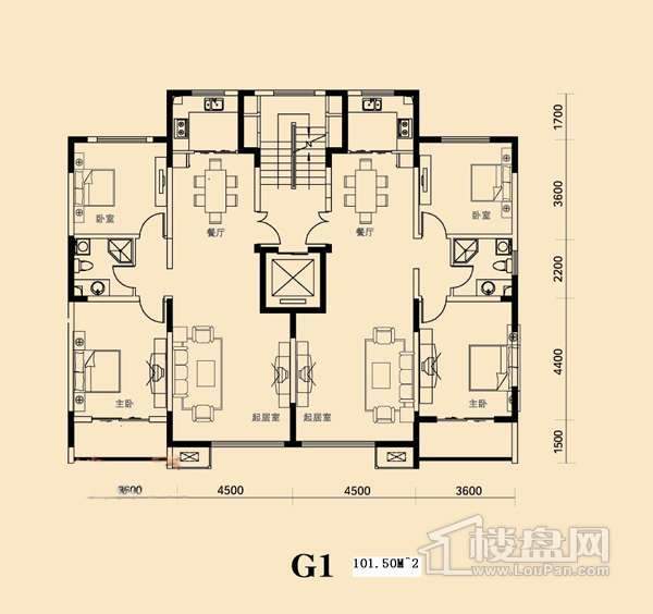 欧鹿生活城二室二厅一卫户型图