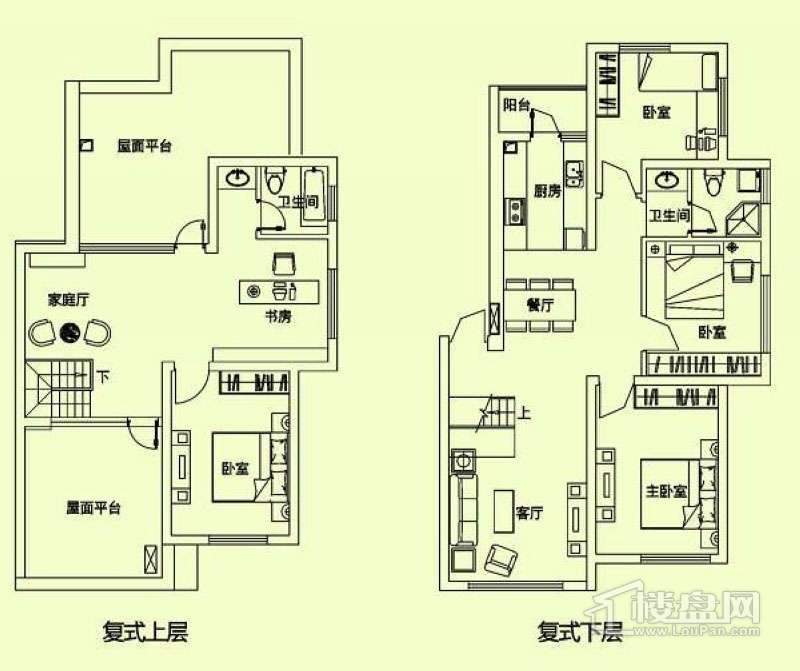 滨才城户型图复式户型 6室 