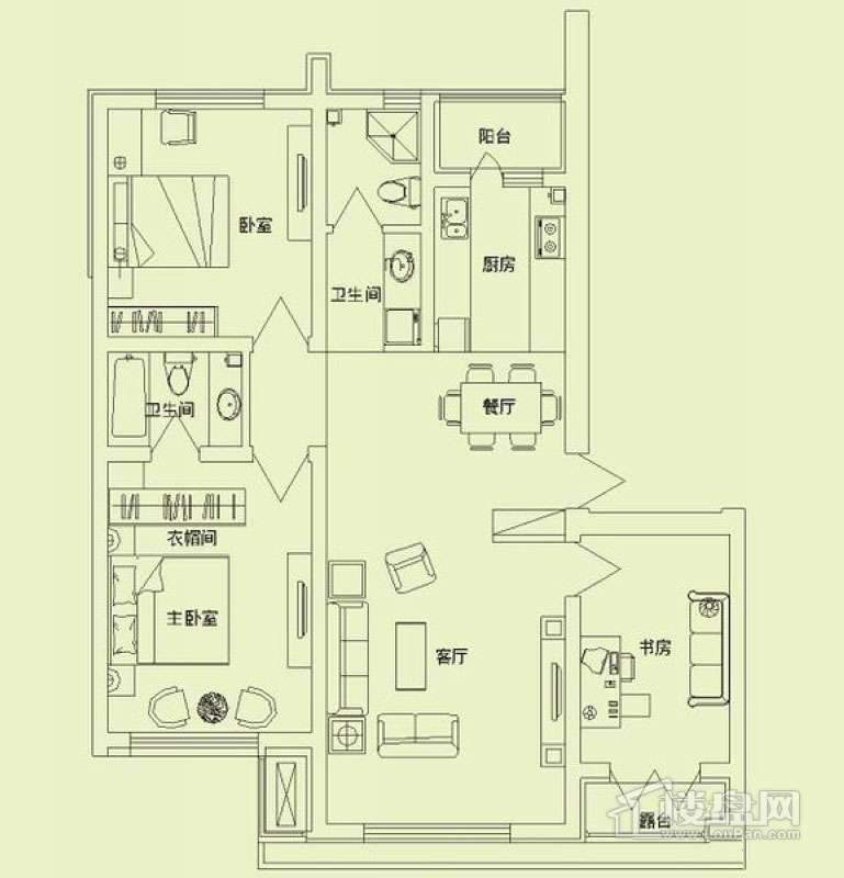 滨才城户型图3室