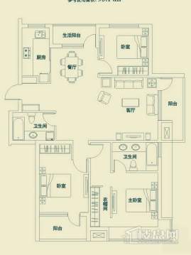 滨才城户型图3室2 