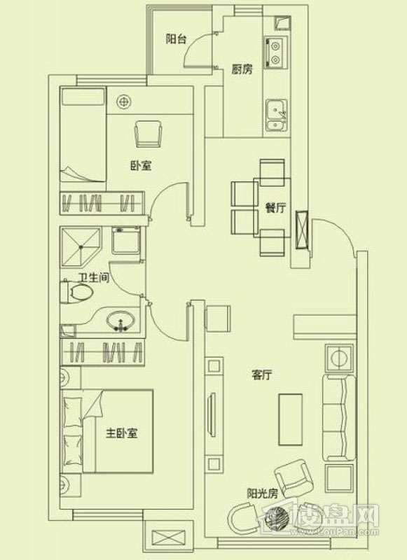 滨才城户型图2室