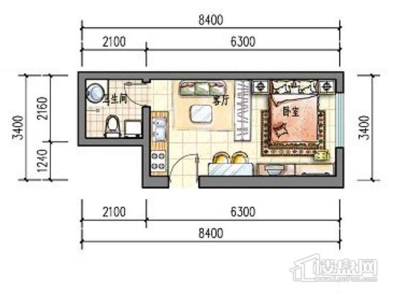 滨才城户型图24-C-2 1室1 