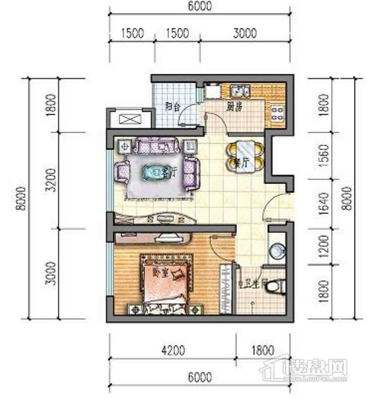 滨才城户型图38-A-2 1室2 