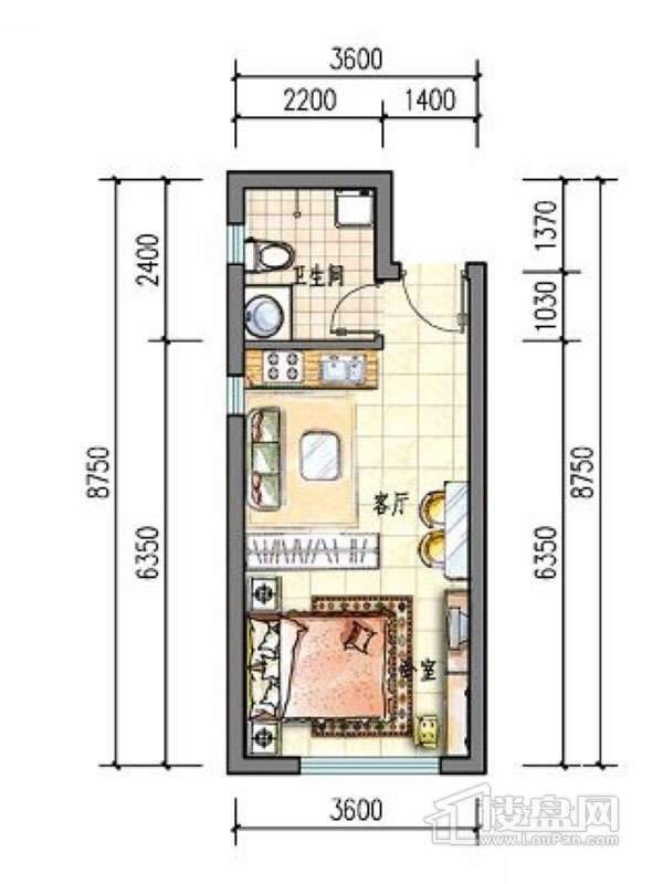 滨才城户型图24-G-2 1室1 