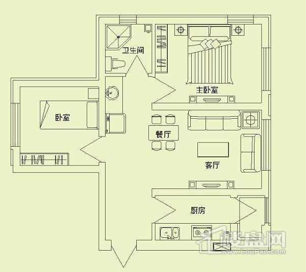 滨才城户型图二期E2c户型 