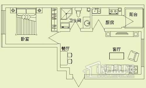 滨才城户型图二期C1a户型 