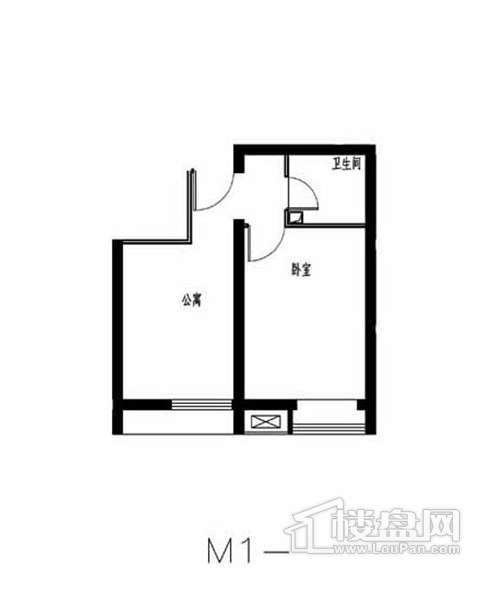 户型图4号楼1单元2#户型1室1厅1卫1厨