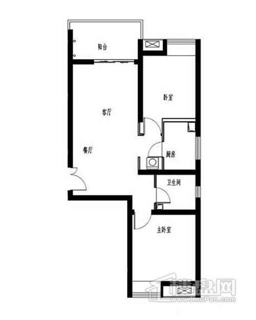 户型图4号楼1单元4#户型2室2厅1卫1厨