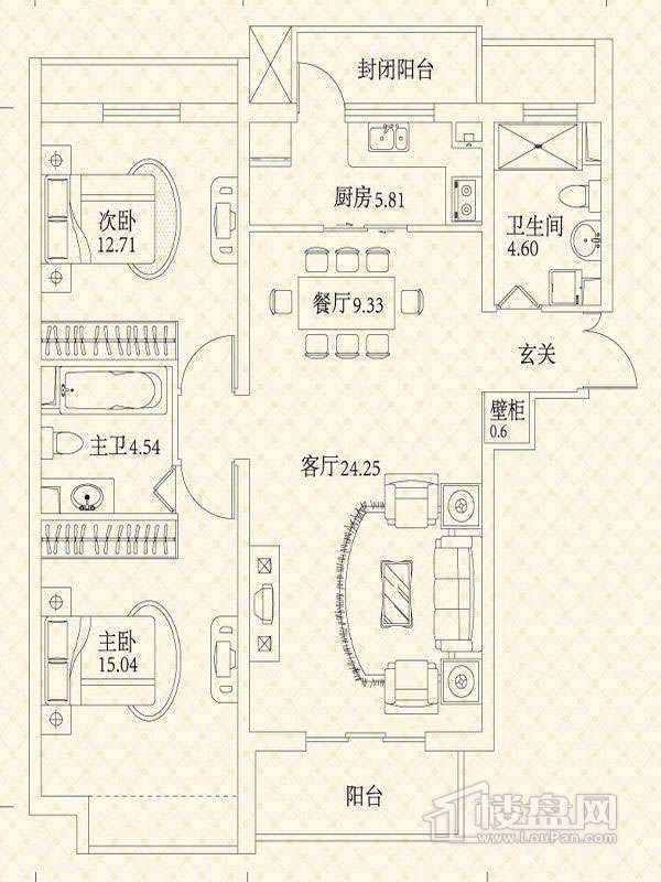 悦城户型图3号楼户型图 2室 