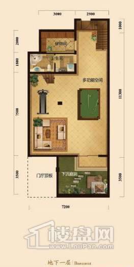 五矿正信榕园一期别墅地下1层e1户型3室2厅2卫1厨