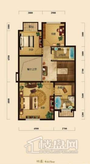 五矿正信榕园一期别墅4层d2户型3室2厅2卫1厨