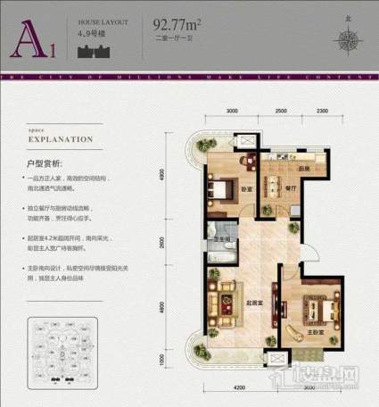 4、9号楼小高层标准层A1户型