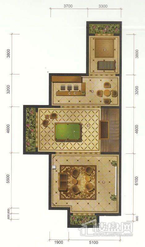一期联排别墅D户型地下室平面图
