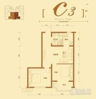2号楼标准层C3户型2室2厅1卫1厨 87.66㎡
