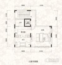 双拼别墅A1户型三层户型图